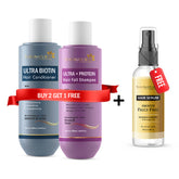 7Days Natural Hair Care Combo Pack (Ultra Biotin Conditioner + Ultra Protein Shampoo + FREE Hair Serum) BUY 2 GET 1 FREE OFFER!