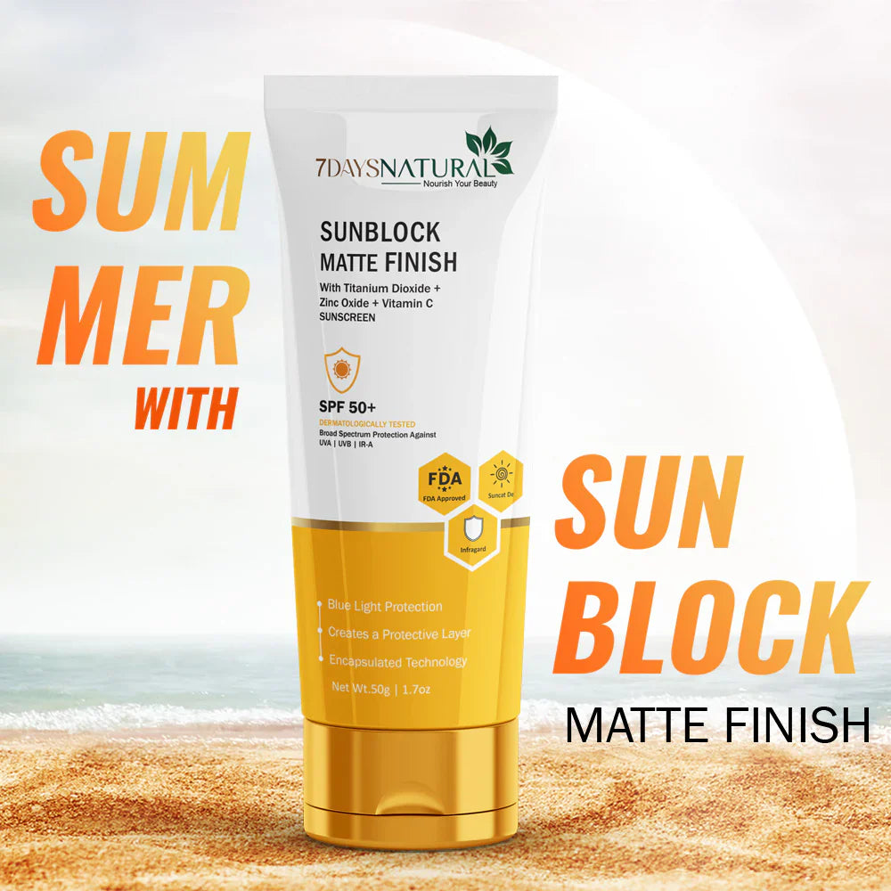 Best Sunscreen for face & Daily Glow. Sunblock Matte Finish Sunscreen by 7Daysnatural
