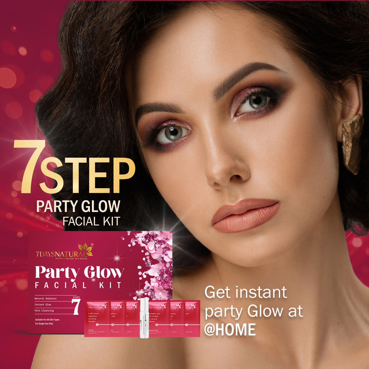 7DAYSNATURAL Instant Party Glow Facial Kit – For Bright & Glowing Skin