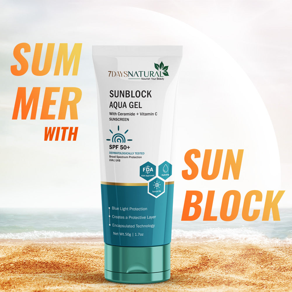 7 DAYS NATURAL Sunblock Aqua Gel Cream For Men & Women - 50GM