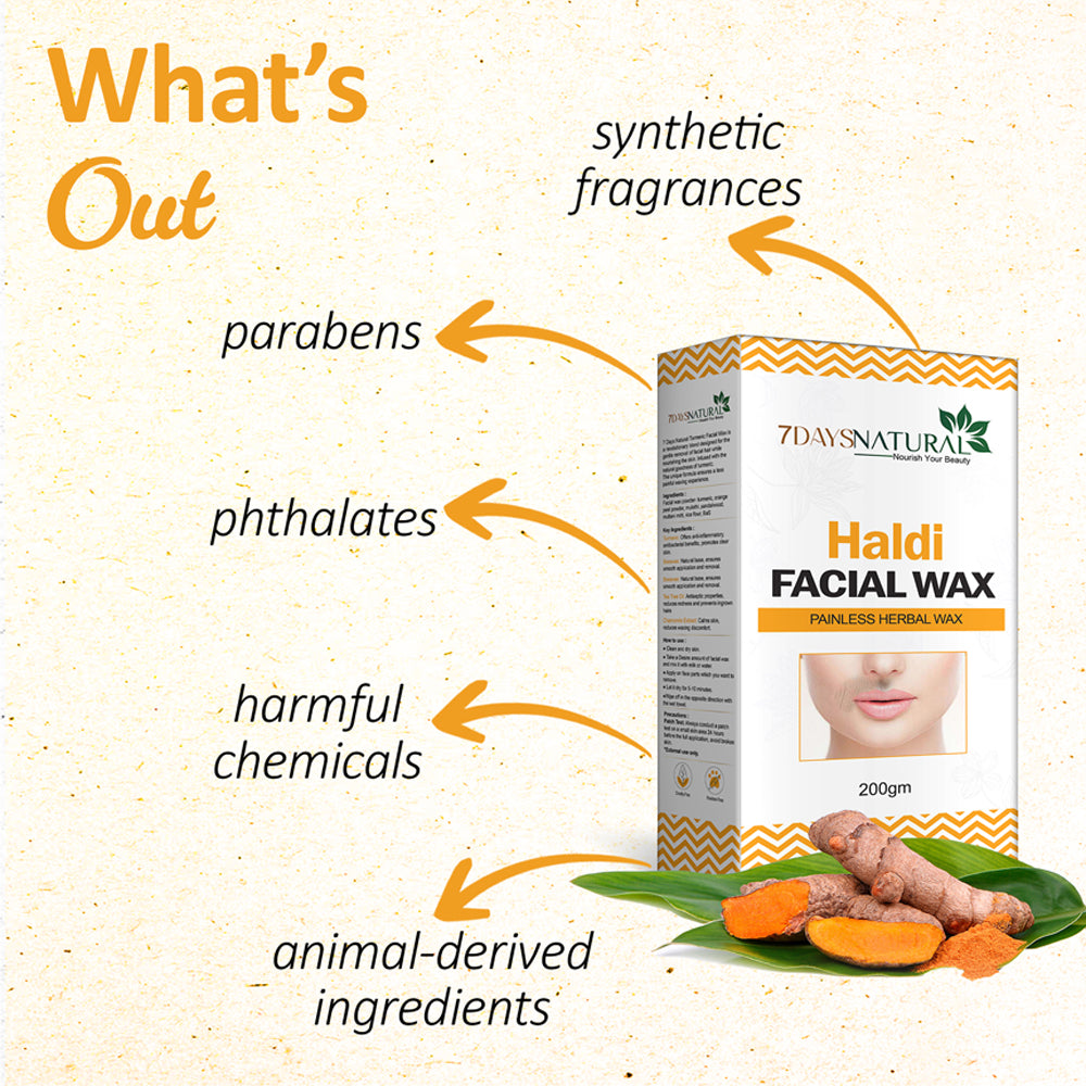 Herbal Haldi Facial Wax Powder 200G | Turmeric Facial Wax Powder | 7Days Natural
