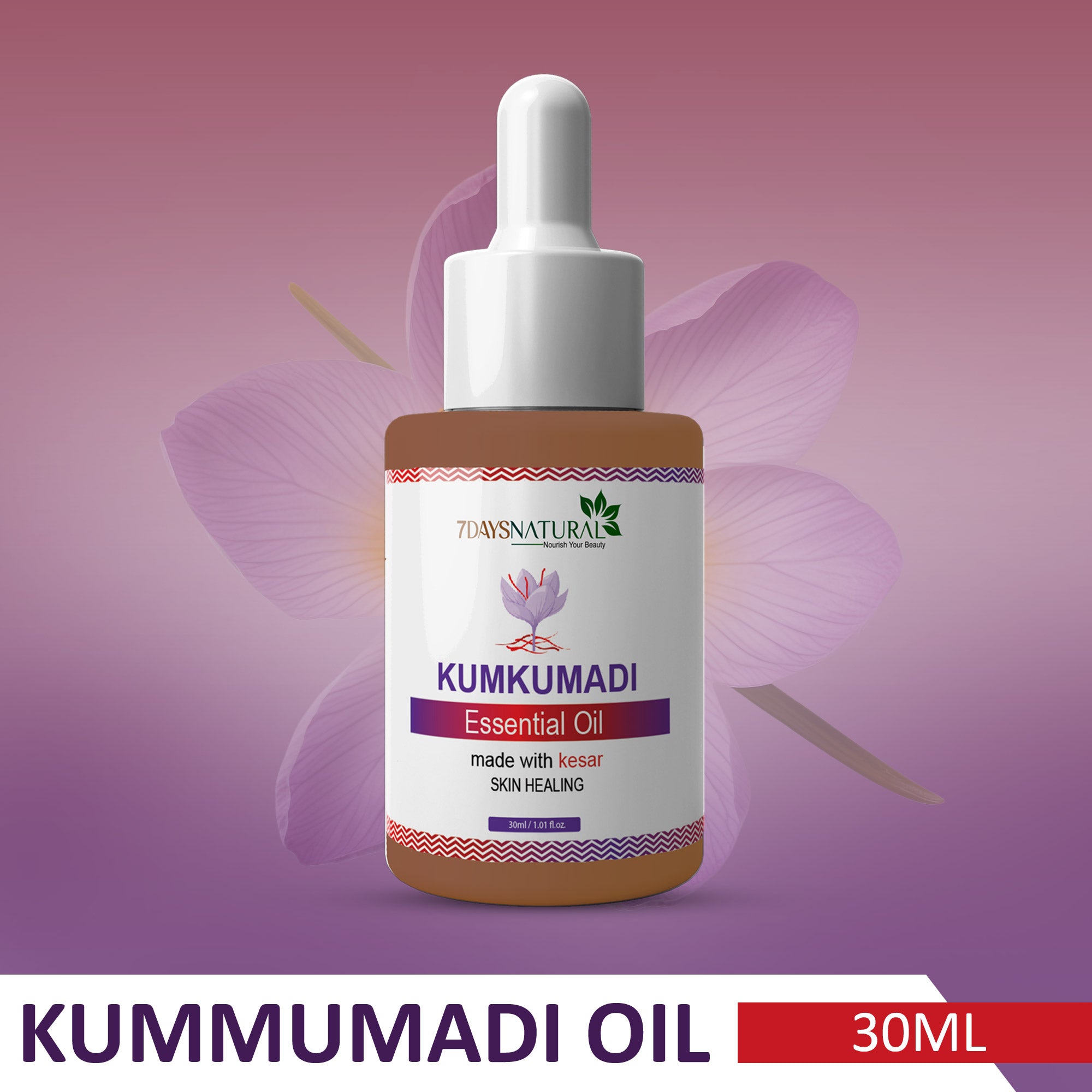 Kumkumadi Essential Oil 30 ml for glowing skin natural way & Diminishes scars, dark circles and dark spots| 7Days Natural