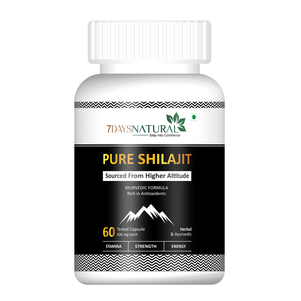 7Days Natural Premium Himalayan Shilajit / Shilajeet 60 Capsules  | Boost Energy & Brain Power | 7Days Natural