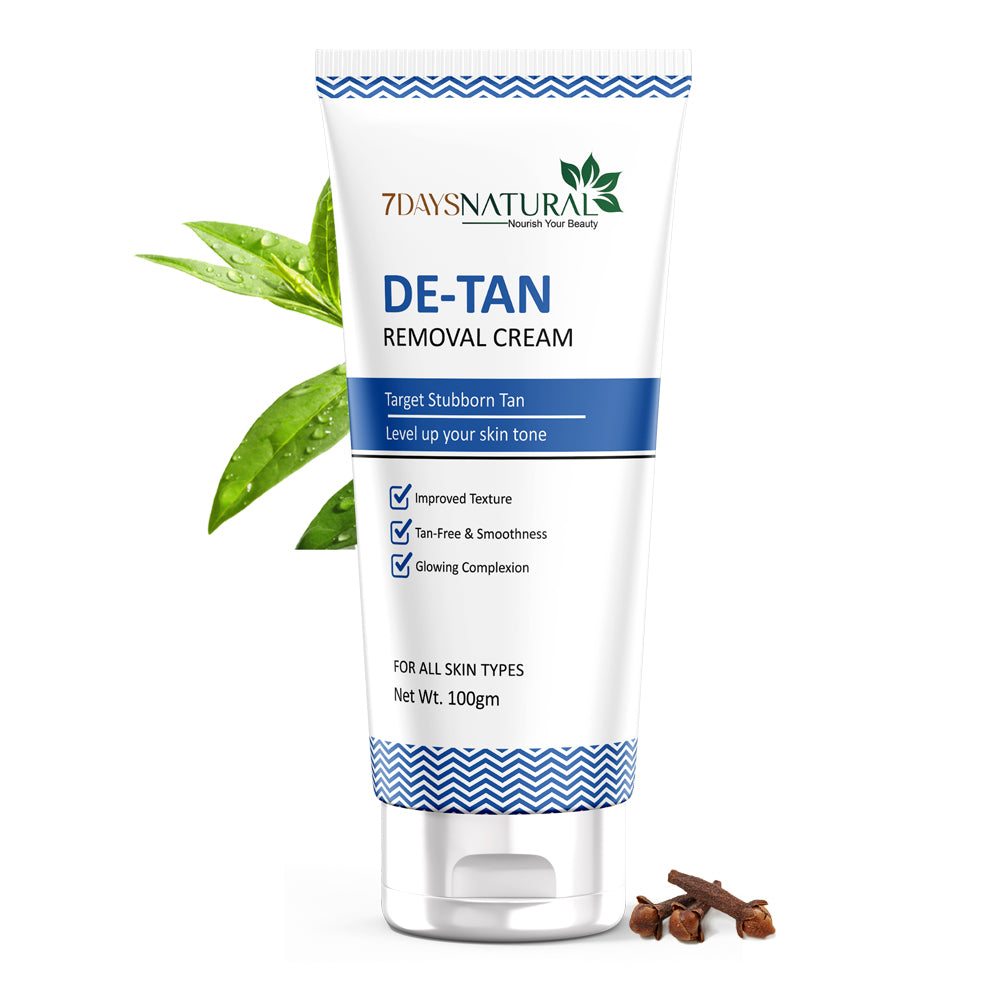 7Days Natural De-Tan Removal Cream with Kojic & Clove Oil | Dermatologically Tested | For All Skin Types (100g)