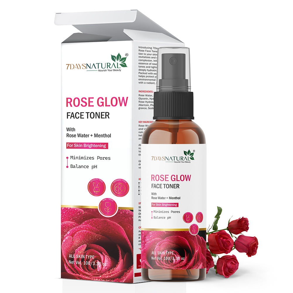 7 Days Natural Glowner Rose Water Face Toner For Glowing Skin for all Skin Type Men & Women (100 ml)