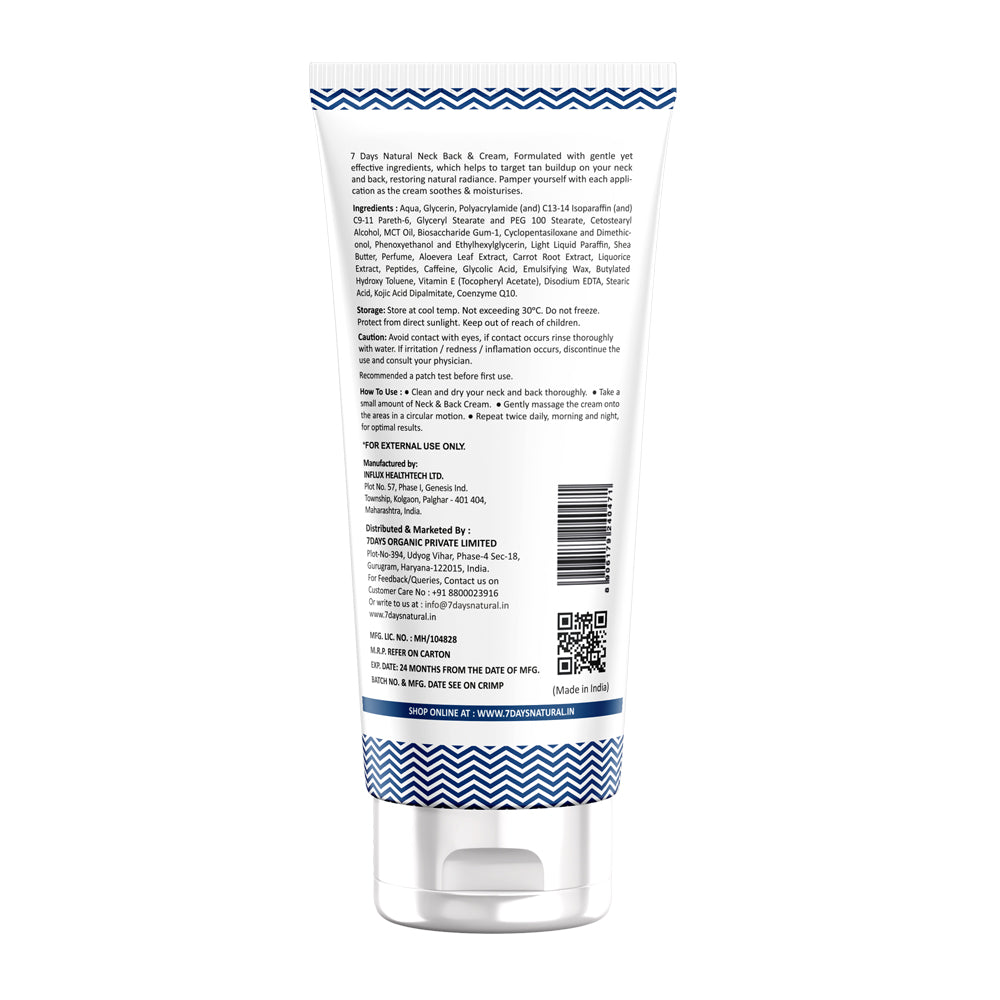 Neck Back Cream | For Even toned and Smooth Nape, Brightens and Lightens Neck , 7Days Natural