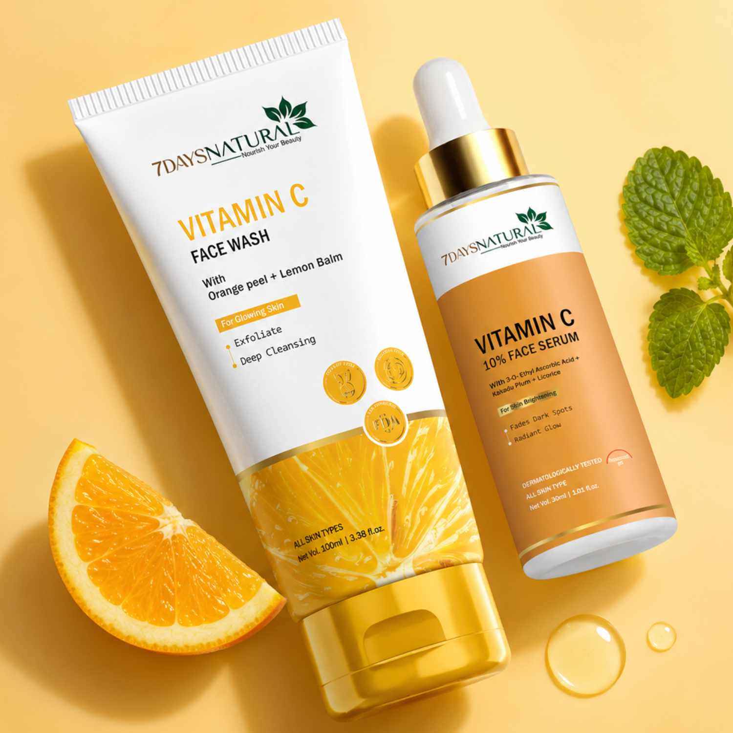 Vitamin C Serum & Face Wash Combo Pack of 2 | 7DaysNatural