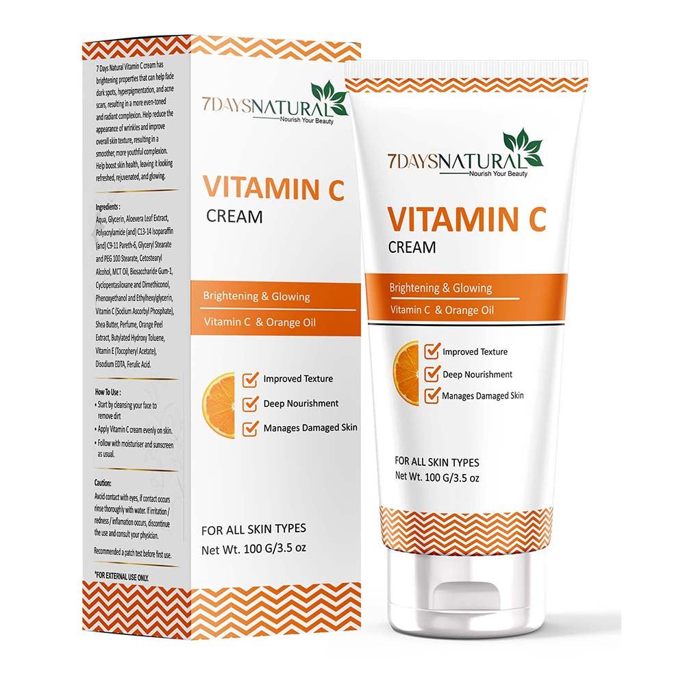 7 Days Vitamin C Face Cream | Oil Free, Quick Absorbing | For All Skin Types- 100 ml