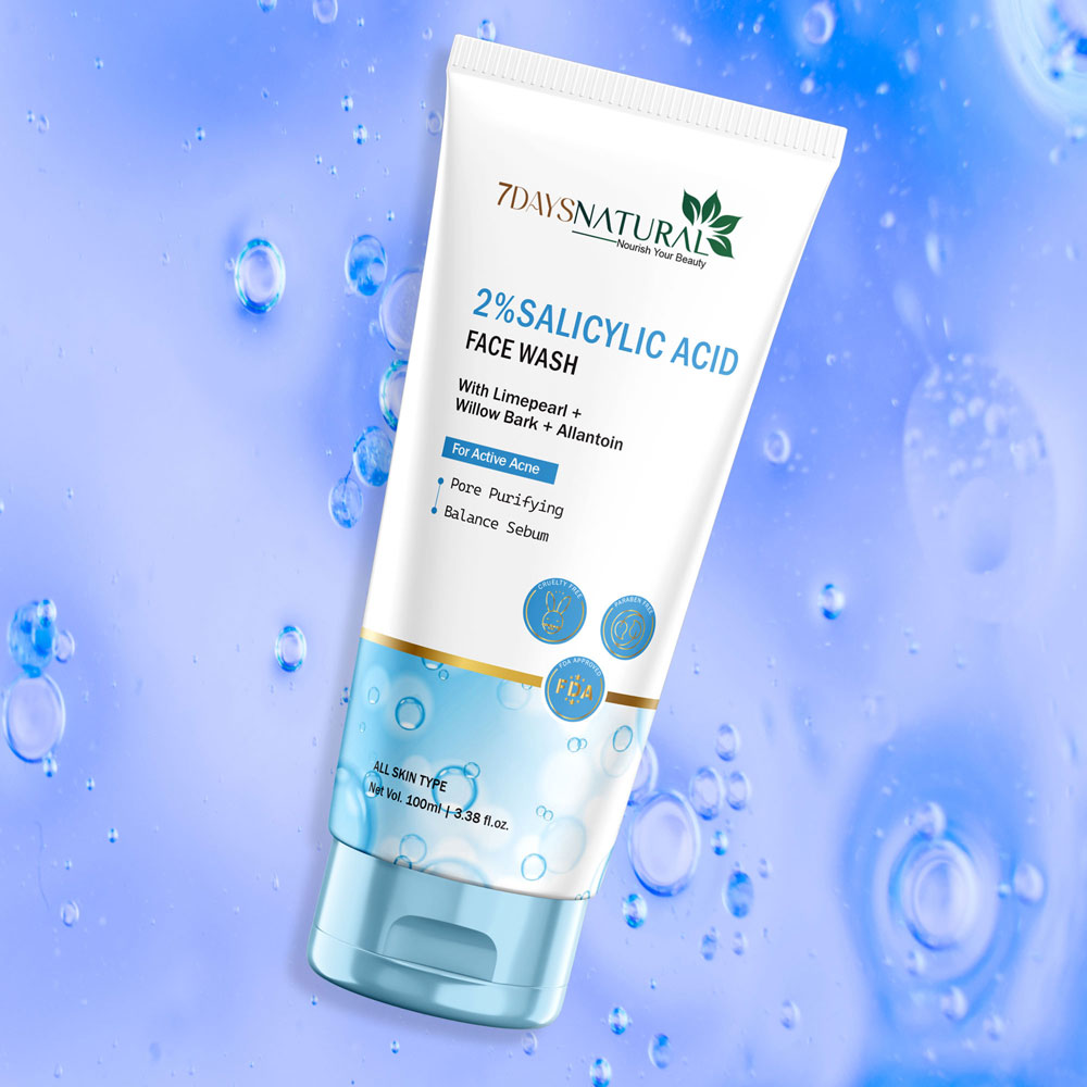 7DaysNatural 2% Salicylic Acid Face Wash for Active Acne-Prone Skin |100ml
