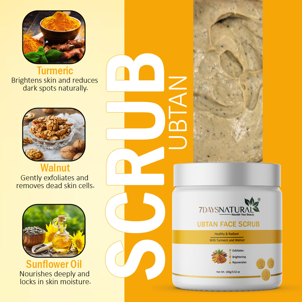 Best Ubtan Face Scrub with Turmeric 100g ₹299 | 7DaysNatural