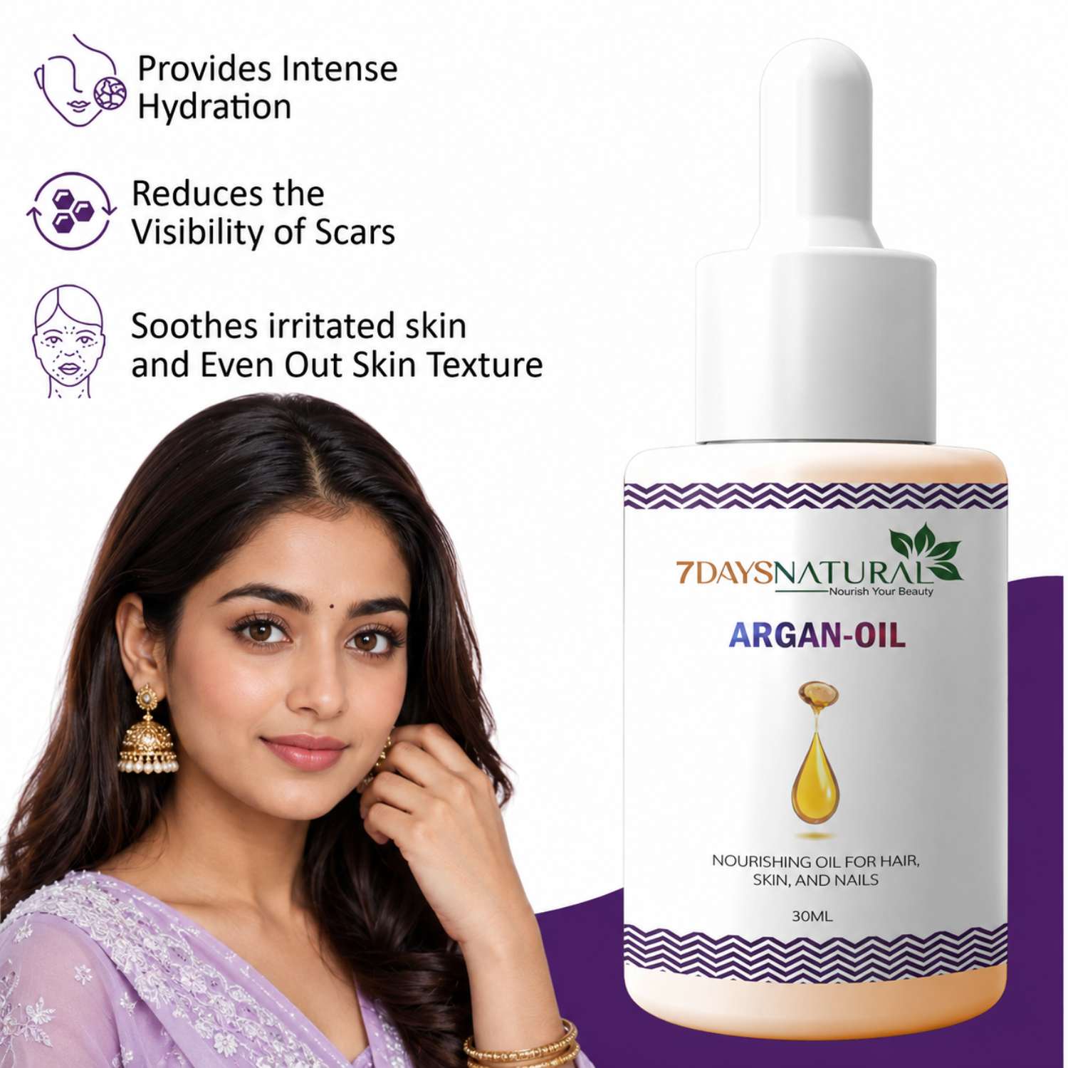 Organic Argan Oil for Face, Hair & Dry Skin | 7DaysNatural