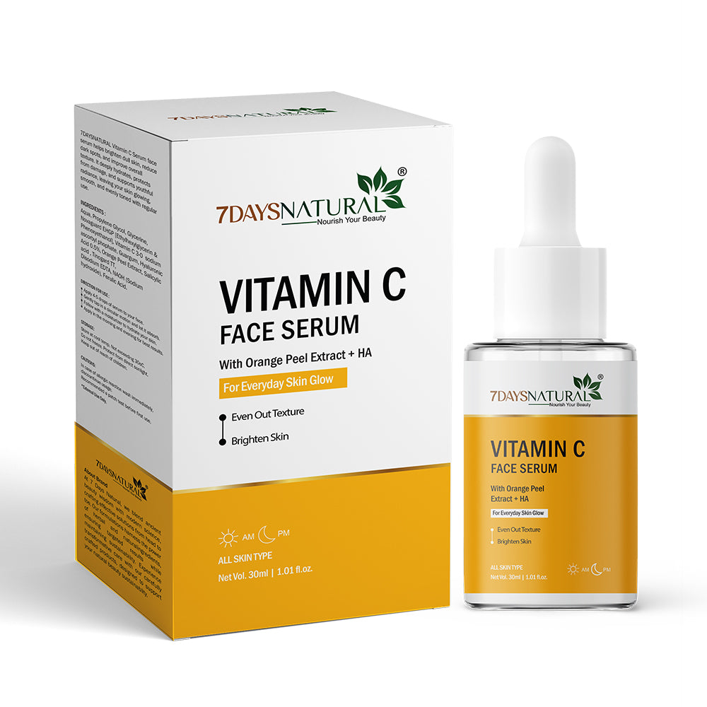 7DAYSNATUAL Vitamin C Brightening Serum with Hyaluronic Acid – Reduces Wrinkles & Fine Lines-30ML