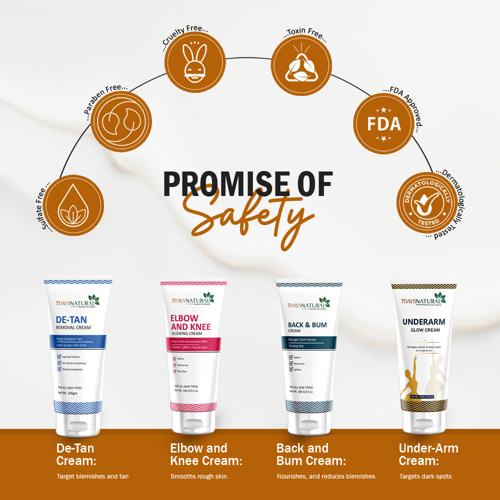 7Days Natural De-Tan Removal Cream with Kojic & Clove Oil | Dermatologically Tested | For All Skin Types (100g)