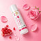 Lip balm with rose petals and pomegranate on a pink background