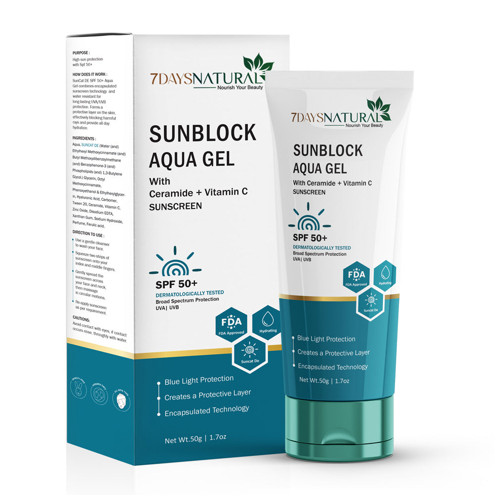 7 DAYS NATURAL Sunblock Aqua Gel Cream For Men & Women - 50GM