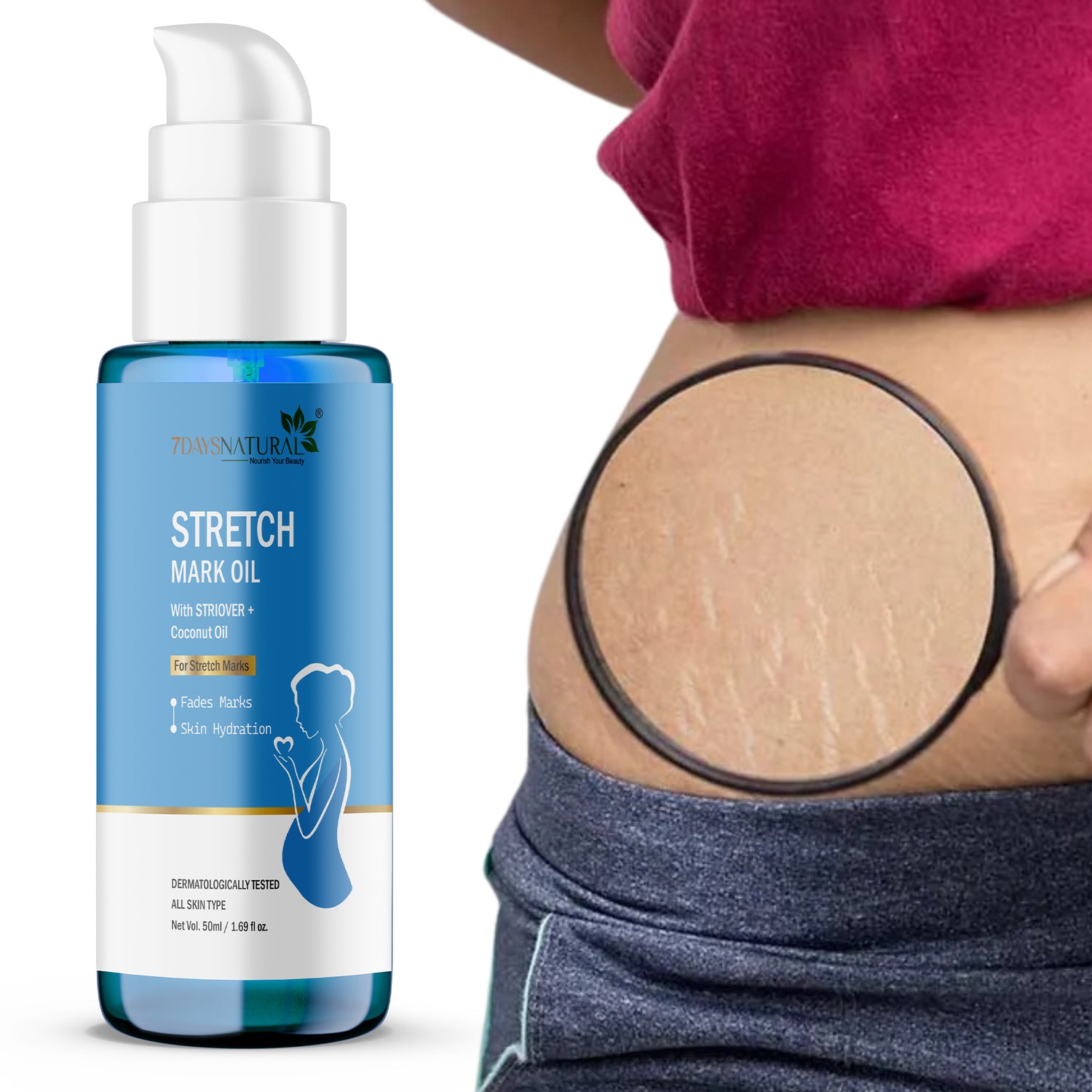Stretch Marks & Scar Removal Oil for Even Skin Tone | 7DaysNatural