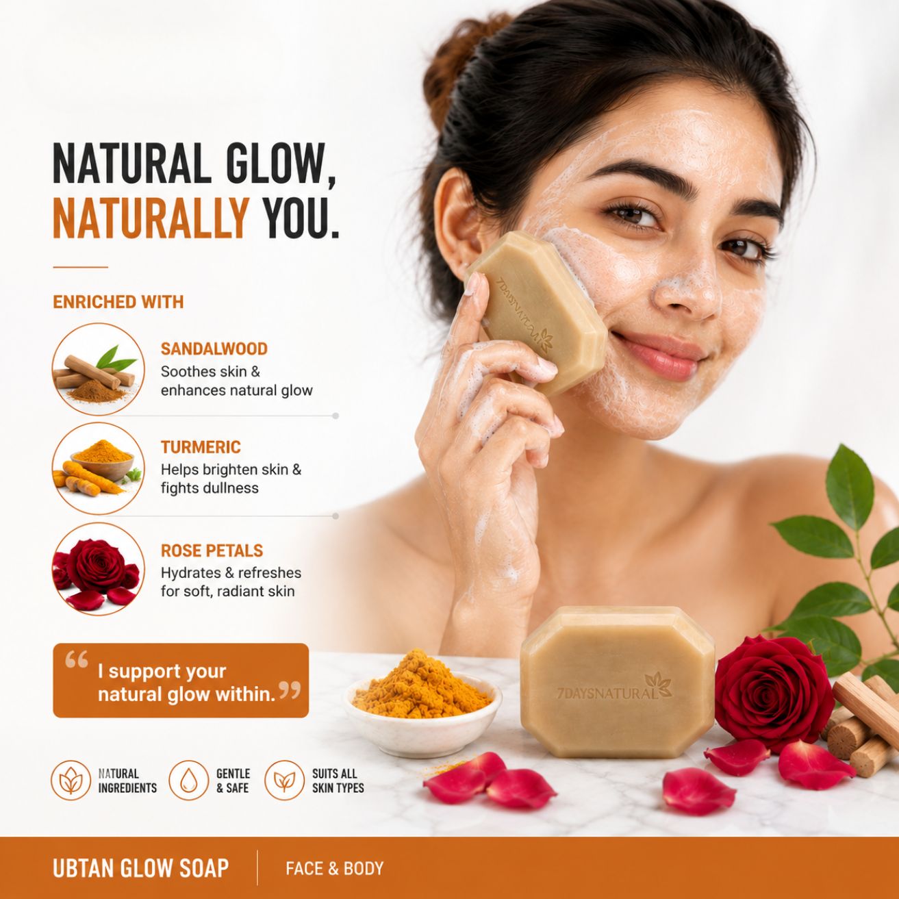 Ubtan Glow Soap Pack of 2 | Sandalwood & Turmeric