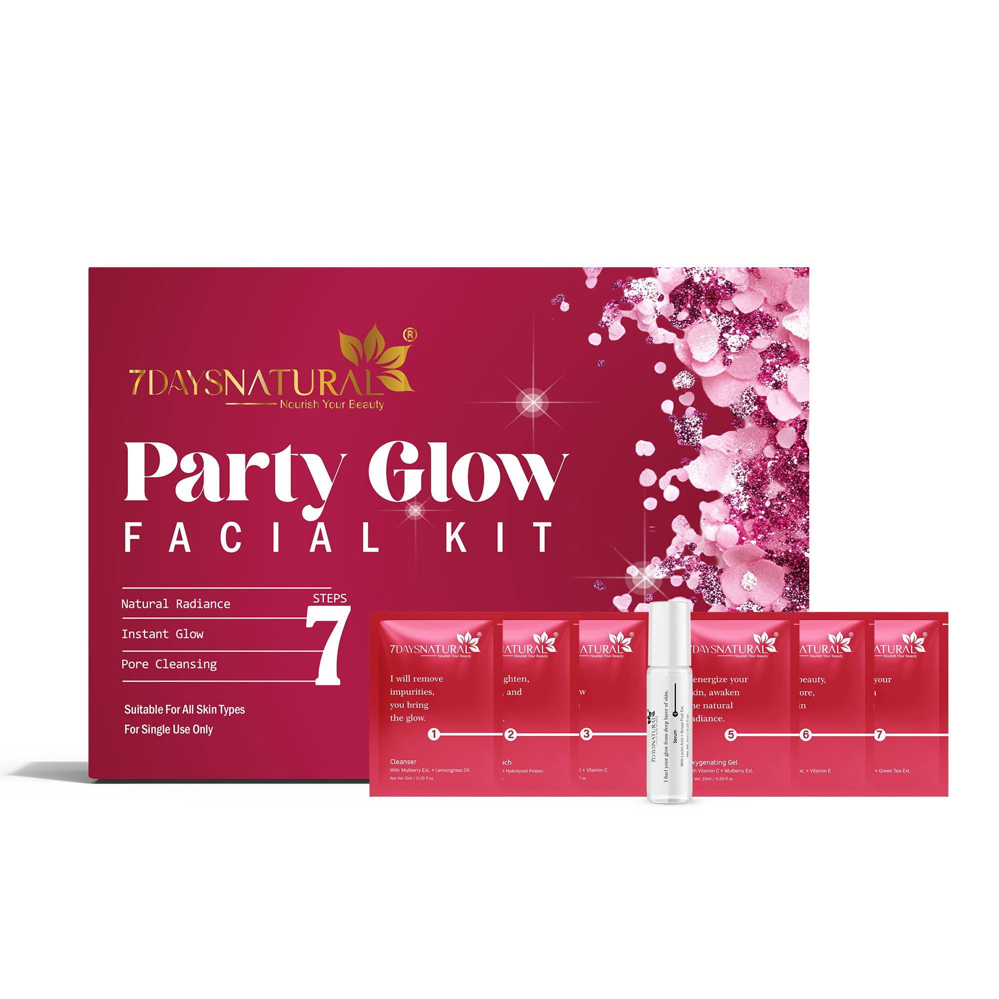7DAYSNATURAL Instant Party Glow Facial Kit – For Bright & Glowing Skin