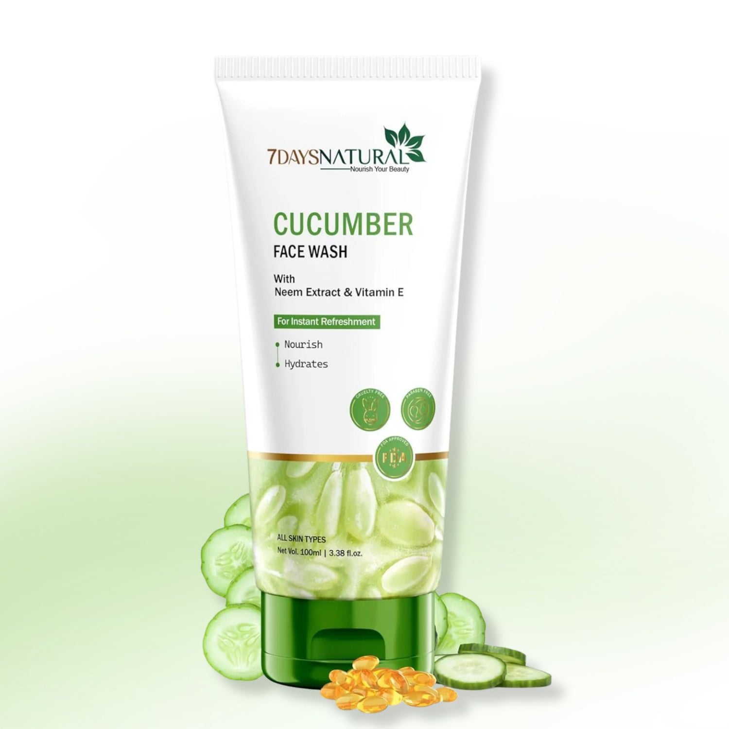 Buy Cucumber Face Wash for Fresh & Fairer Skin | 7Days Natural 100 ml