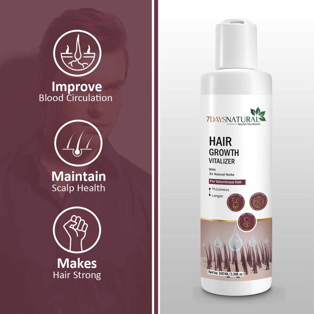 7Days Natural hair growth vitalizer, Boost hair growth, Prevents hair fall, Delays Hair Greying- 100 ml