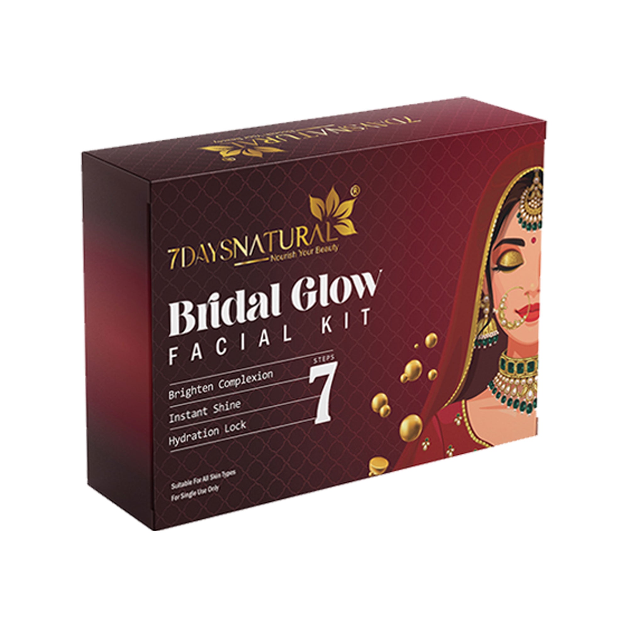 7DAYSNATURAL All-in-One Luxury Bridal Glow Facial  Kit –Professional Makeup & Skincare Combo