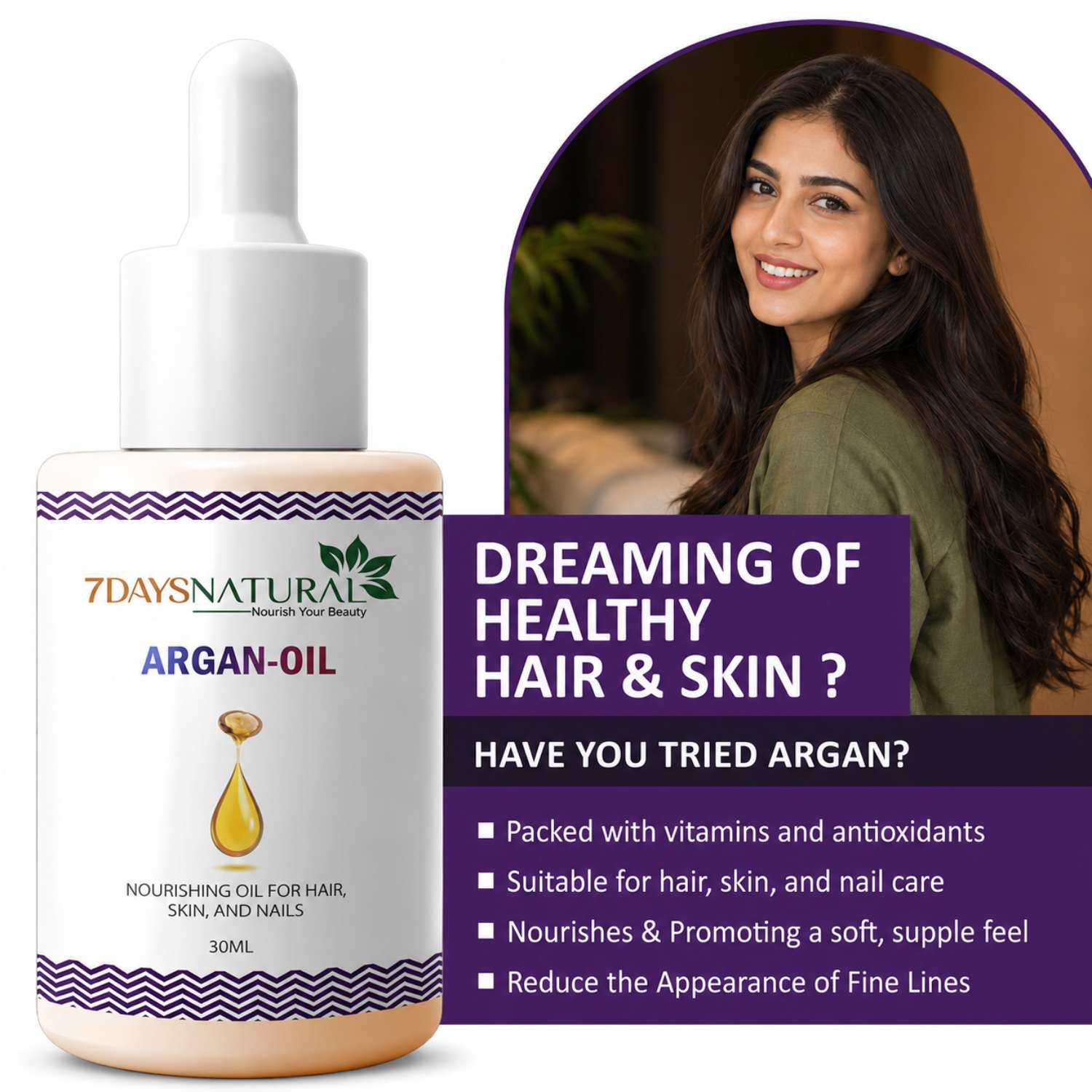 Organic Argan Oil for Face, Hair & Dry Skin | 7DaysNatural - 7DaysNatural