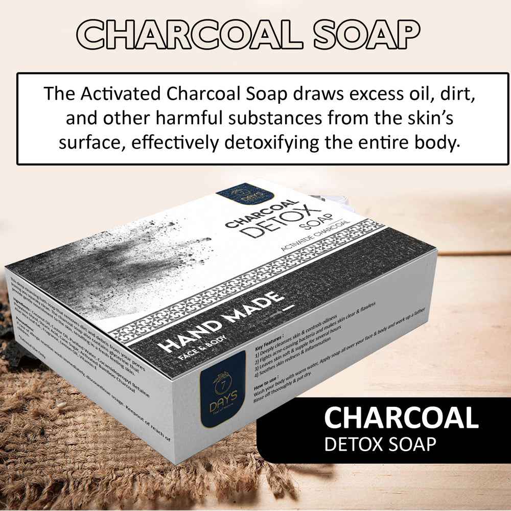 7Days Activated Charcoal Soap Remove Dead Skin Get Pimple Free Glowing Skin