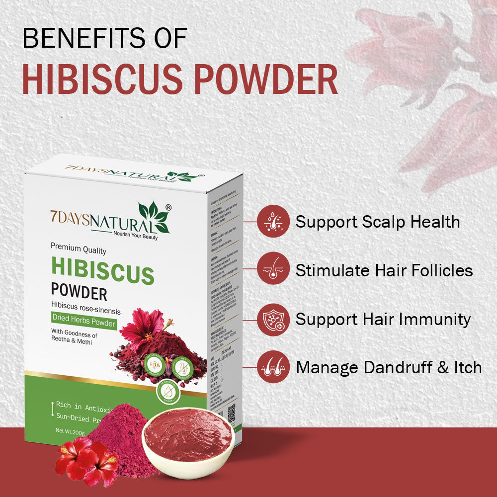 Hibiscus Powder for Hair Growth & Scalp Care | 7DaysNatural