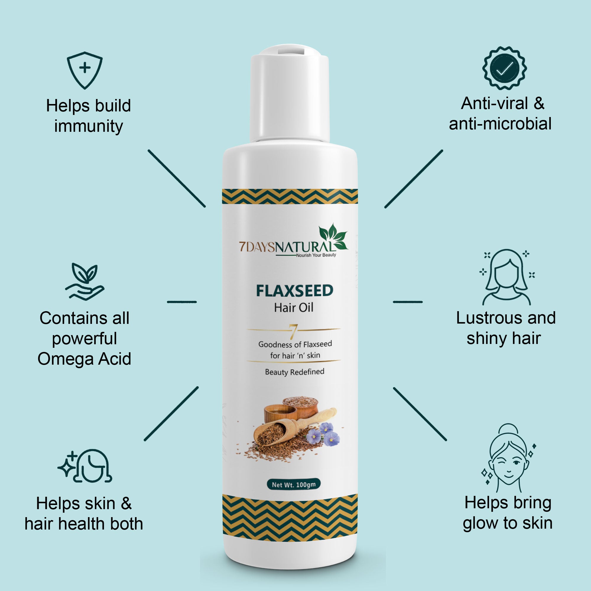 7Days Natural Organic Flaxseed Oil  - 100ml,