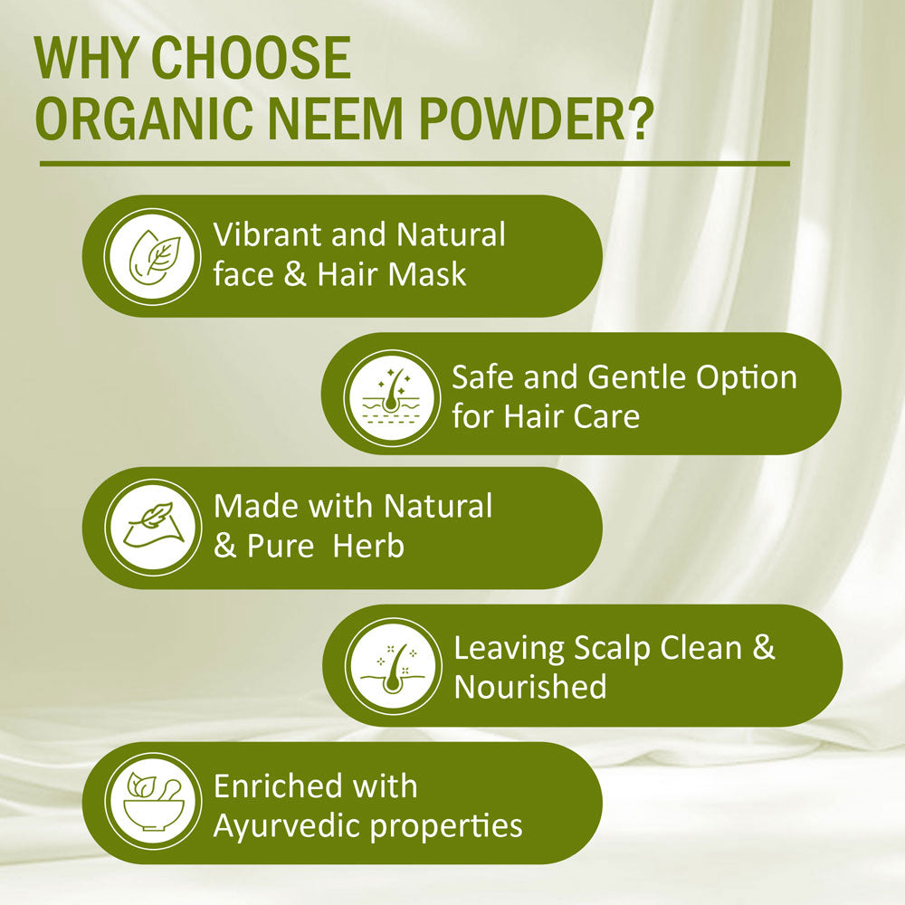 7Days Natural 100% Pure Neem Leaves Powder 200 Grams (Sun Dried & Stemless) for Face, Skin, Hair Growth Pack