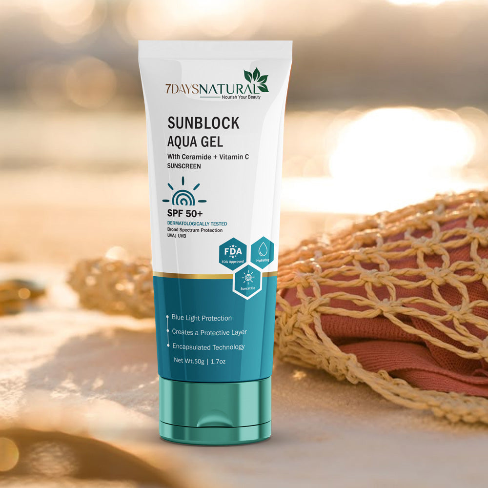7 DAYS NATURAL Sunblock Aqua Gel Cream For Men & Women - 50GM