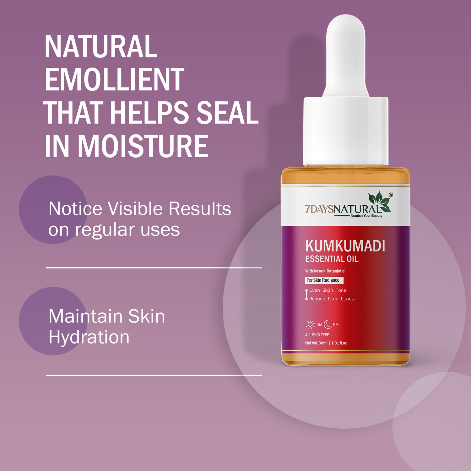 Kumkumadi Essential Oil 30ml for Glowing Skin | 7DaysNatural