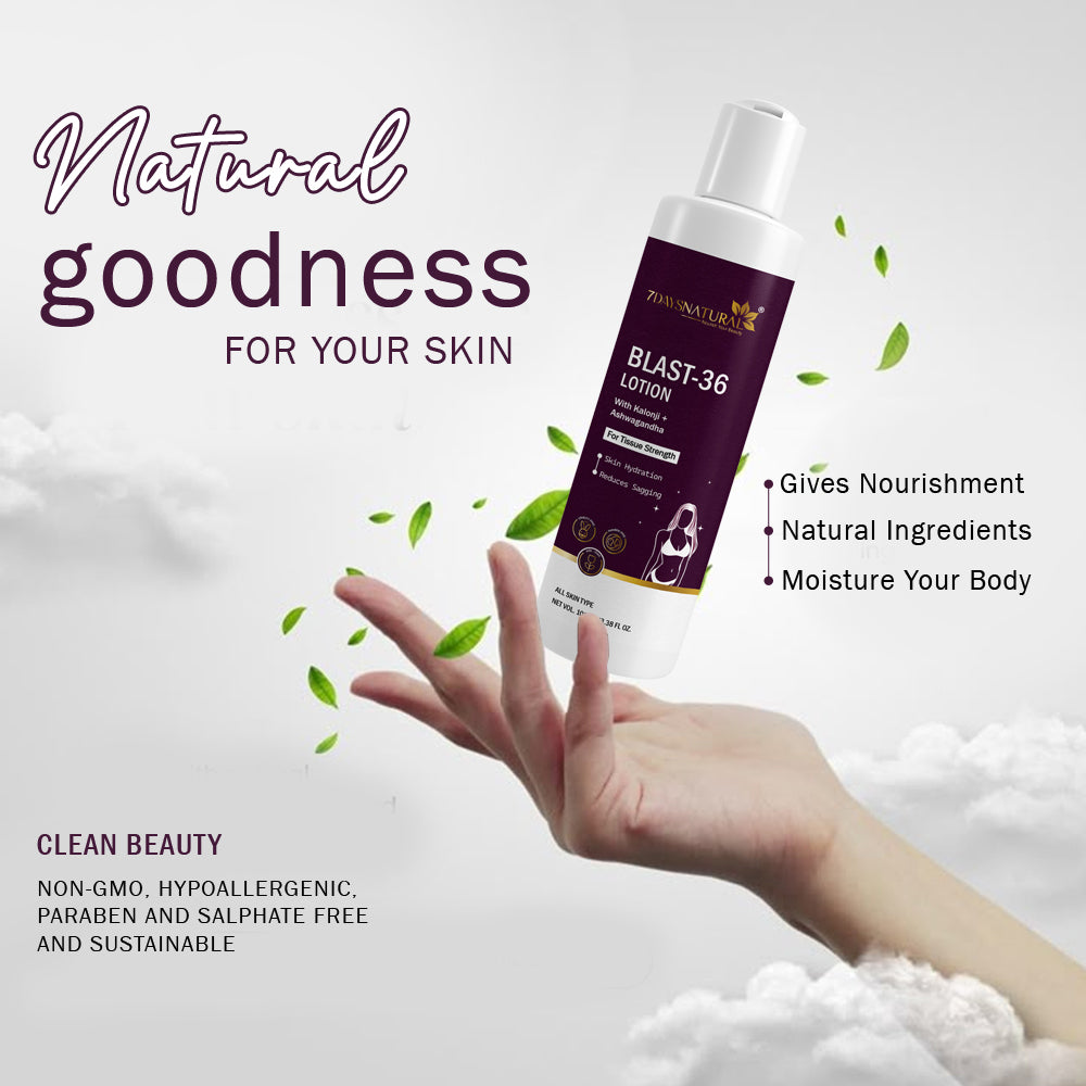 7Days Natural BLAST-36 Lotion With Kalonji + Ashwagandha Net Vol-100ml  For All Skin Types