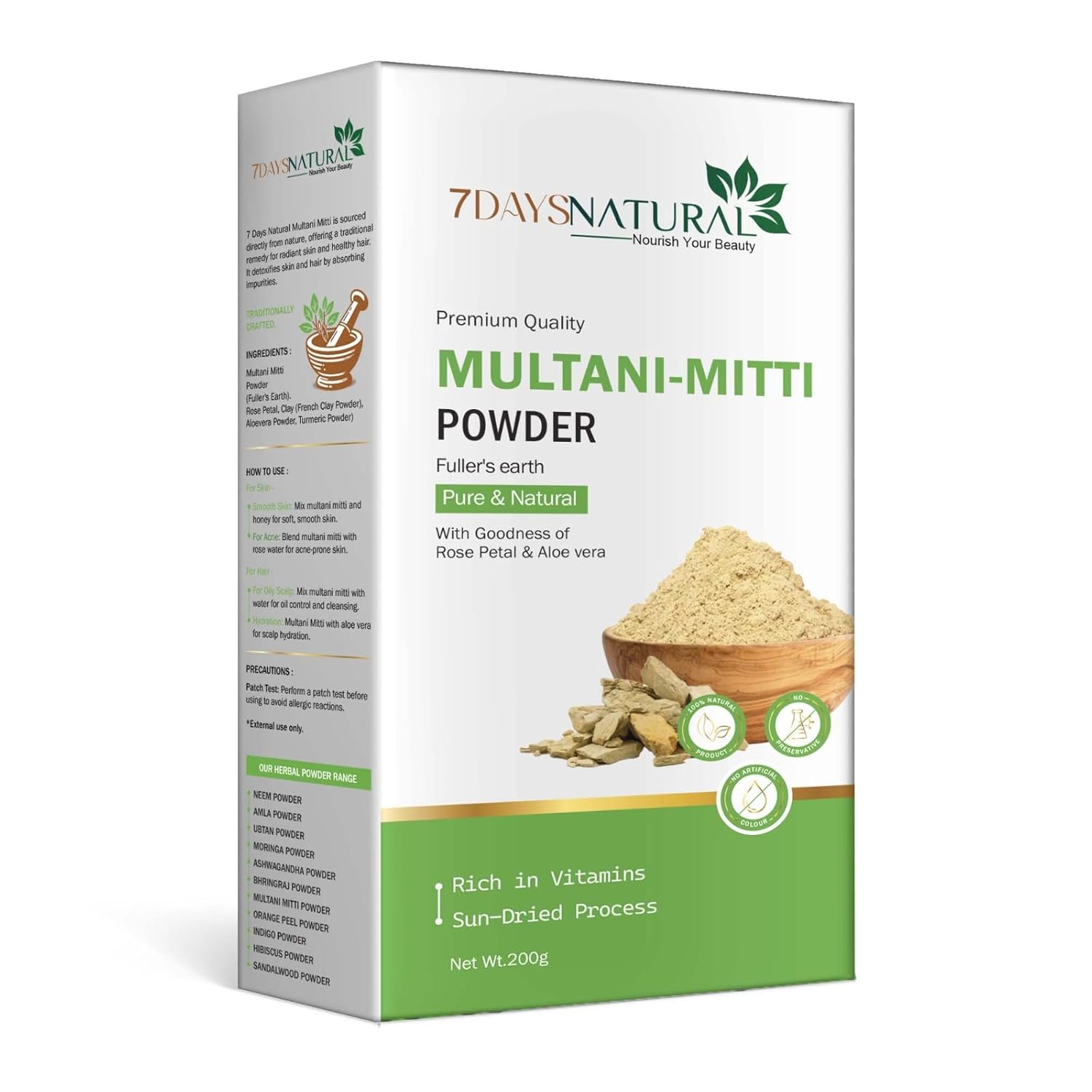 100% Natural Multani Mitti Powder for Glowing Skin | 7DaysNatural