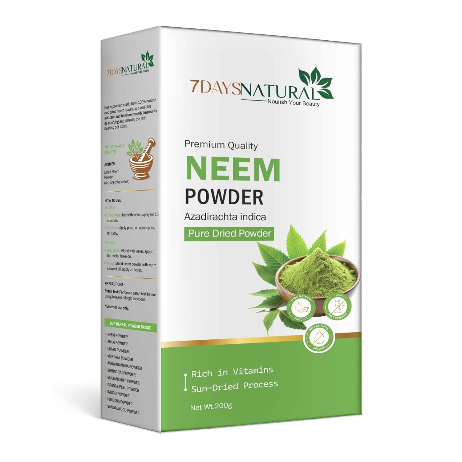 100% Natural Neem Powder for Hair & Skin  | 7DaysNatural
