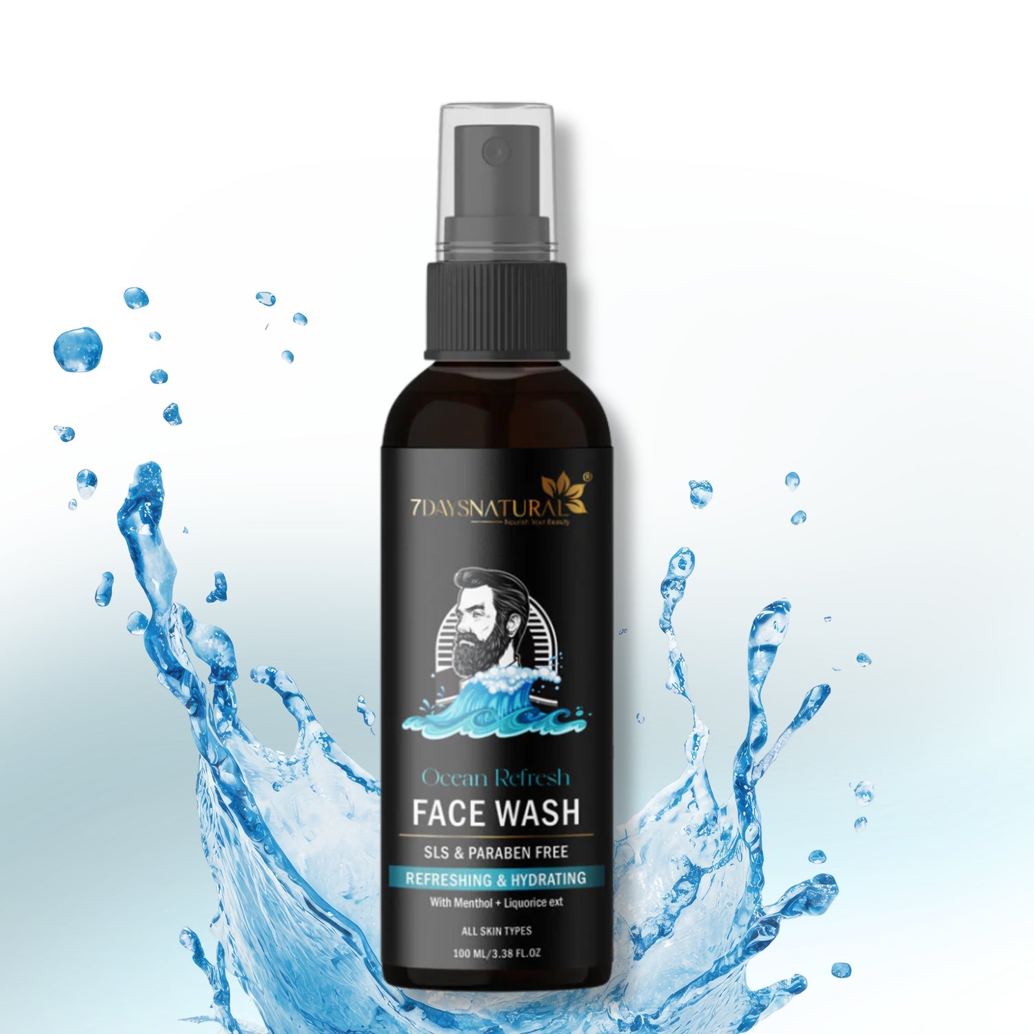 7Days Natural Ocean Refresh Face Wash Refreshing & Hydrating | SLS & Paraben Free | 100 ml