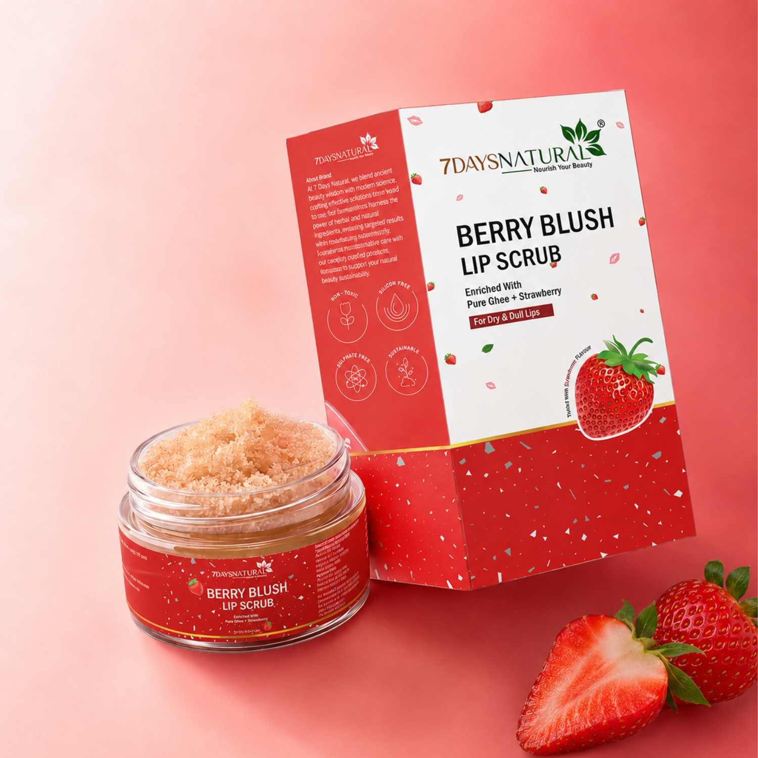 Berry Blush Lip Scrub for Dark Lips 10gm | 7DaysNatural - 7DaysNatural