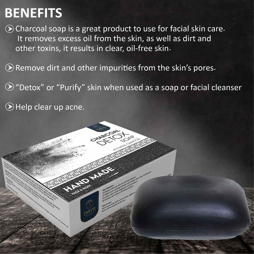 7Days Activated Charcoal Soap Remove Dead Skin Get Pimple Free Glowing Skin