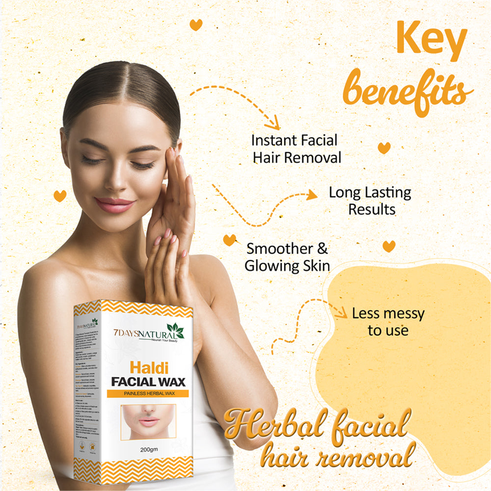 Herbal Haldi Facial Wax Powder 200G | Turmeric Facial Wax Powder | 7Days Natural