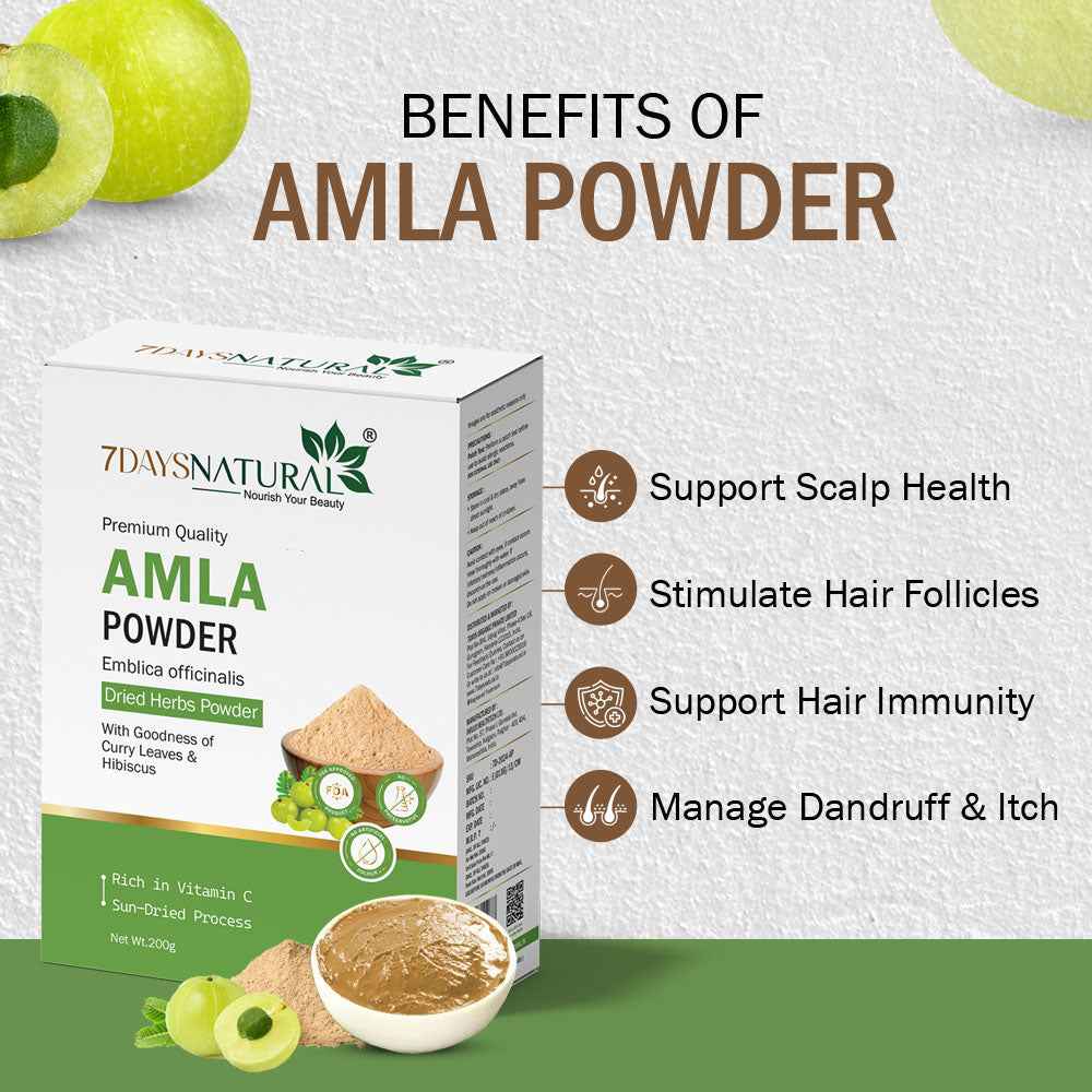 Amla Powder with Curry Leaves & Hibiscus for Hair & Skin