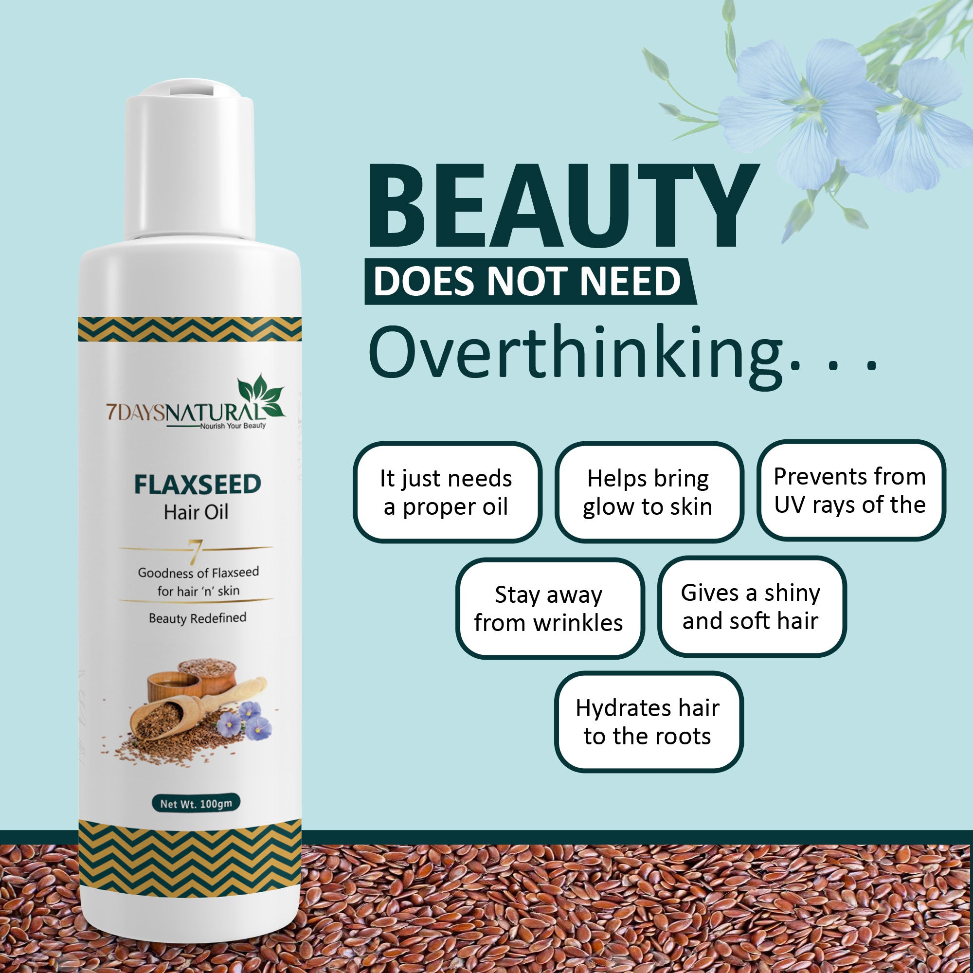 7Days Natural Organic Flaxseed Oil  - 100ml,
