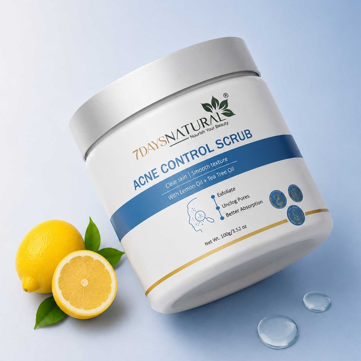 Acne Control Scrub |Lemon Oil & Tea Tree Oil | 7DaysNatural
