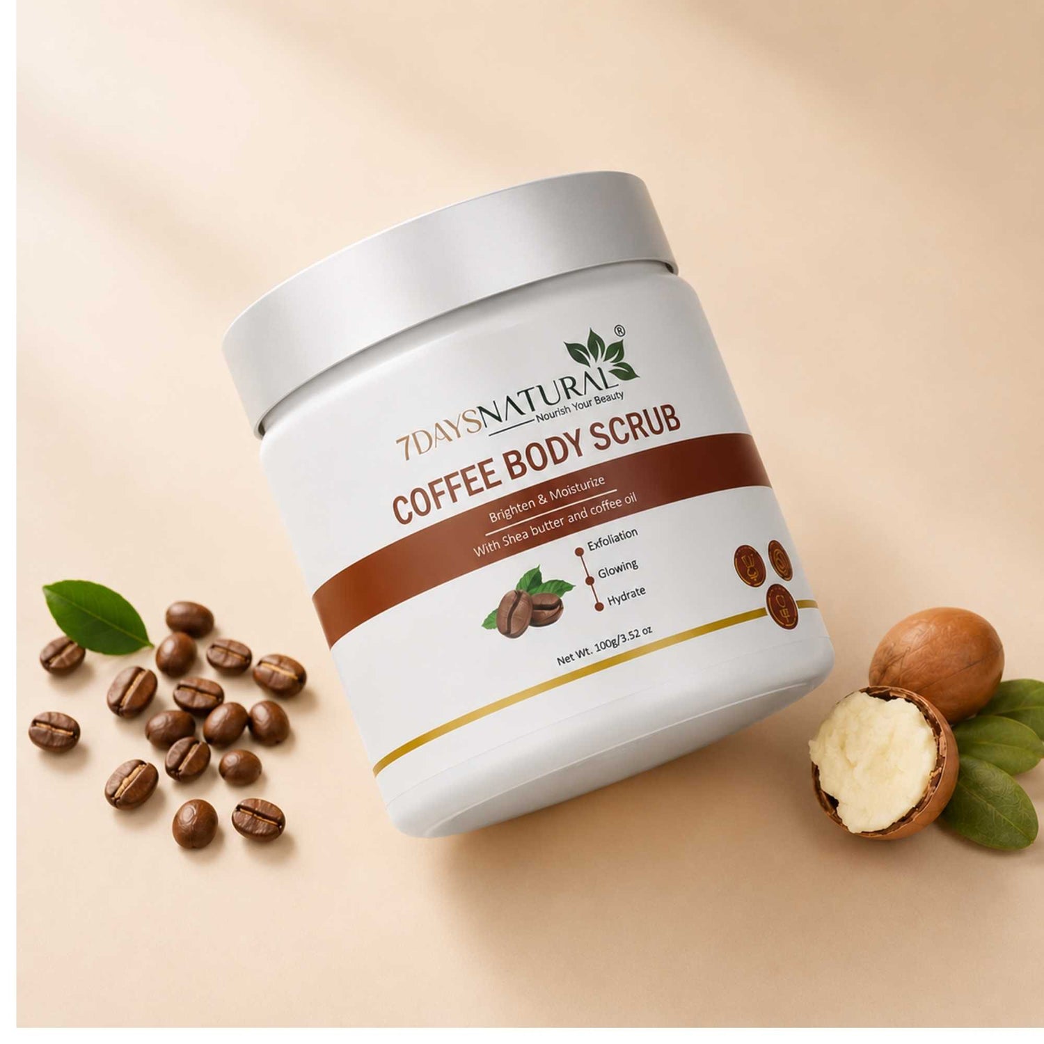Coffee Body Scrub 100% Organic for Tan Removal | 7DaysNatural