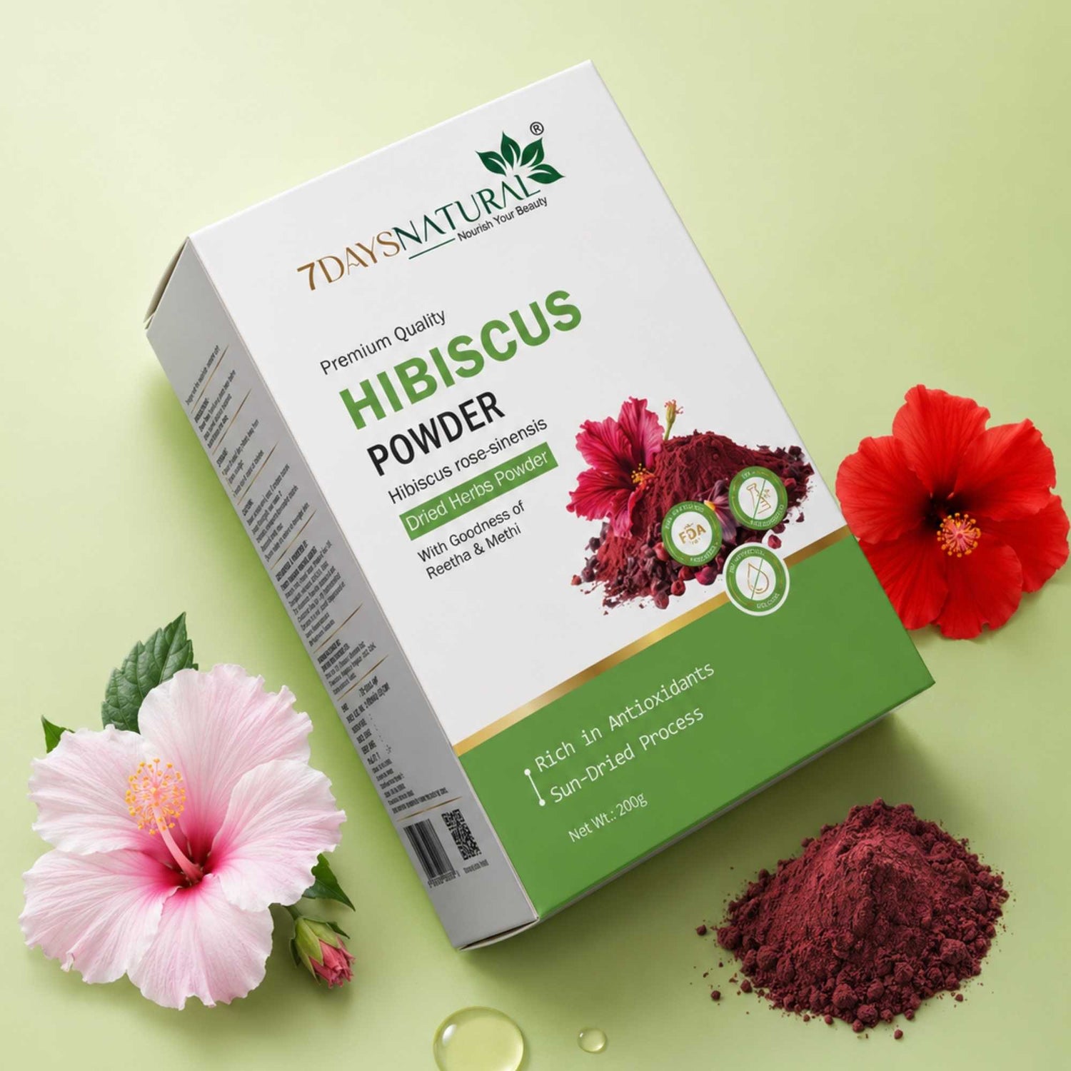 Hibiscus Powder for Hair Growth & Scalp Care | 7DaysNatural