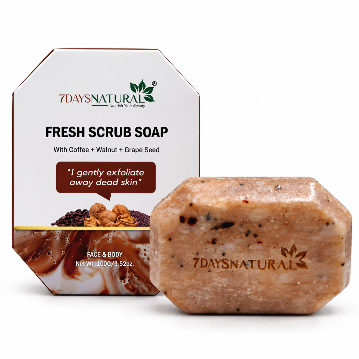 Fresh Scrub Soap Pack of 2 | Coffee, Walnut & Grape Seed