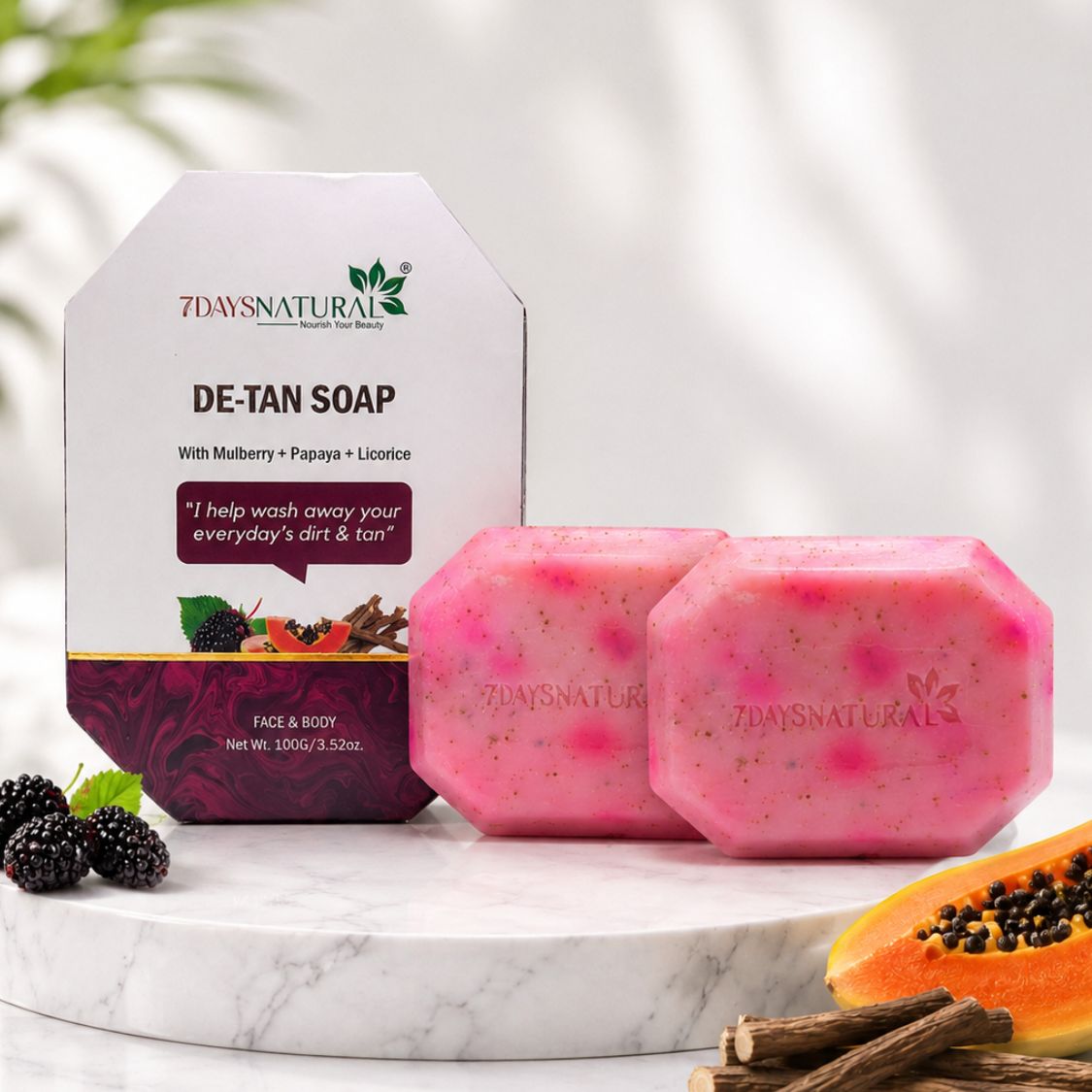 7DaysNatural De-Tan Soap for Face & Body