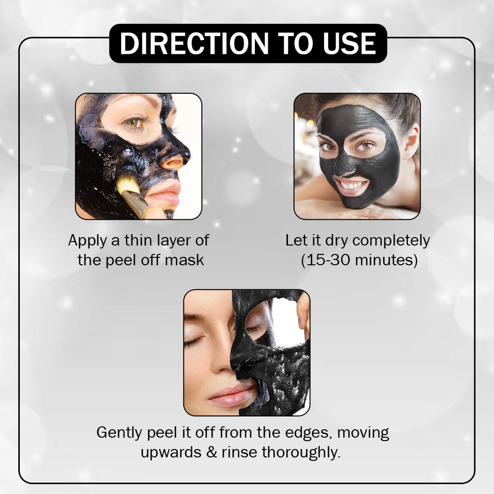 7Days Natural Charcoal Black Peel Off Mask for Men & Women | Removes Blackheads and Whiteheads | Active Cooling Effect | Deep Skin Purifying Cleansing(100 ml)