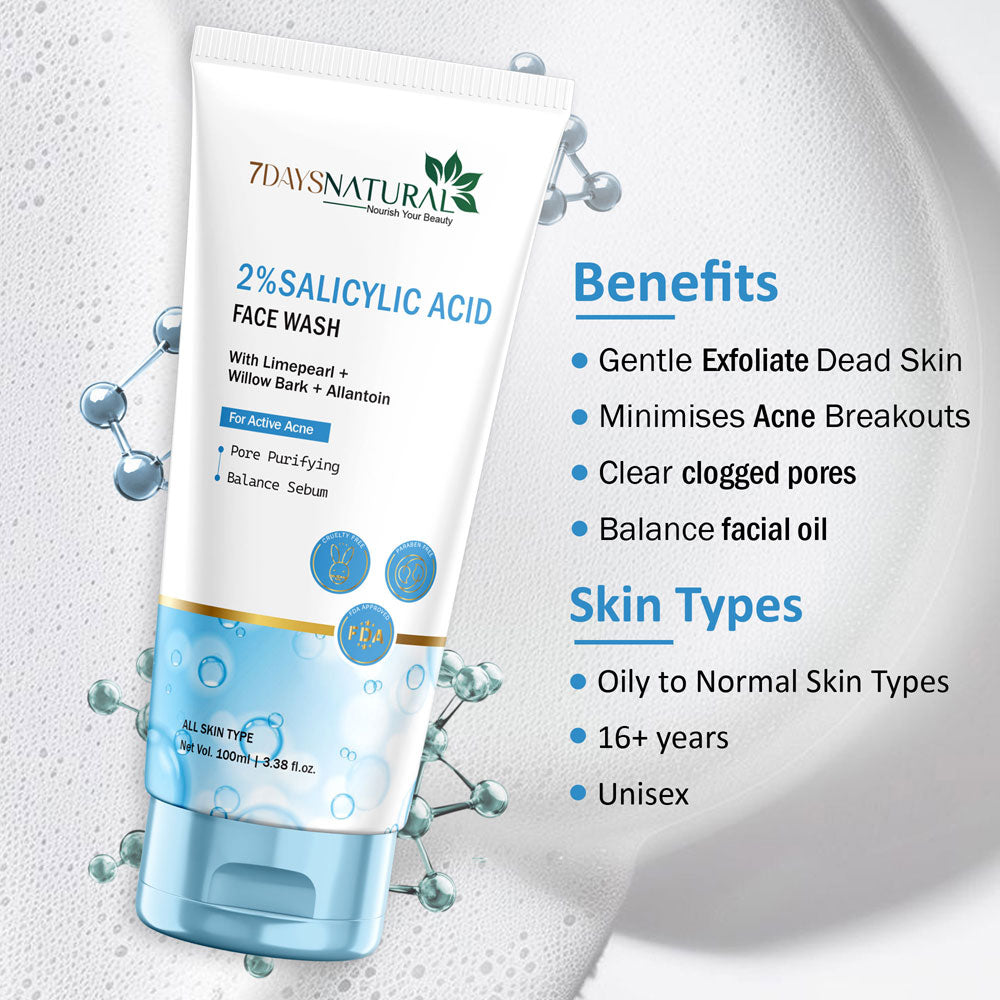 2% Salicylic Acid Face Wash for Acne Skin | 7DaysNatural