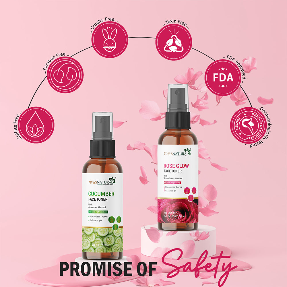 7 Days Natural Glowner Rose Water Face Toner For Glowing Skin for all Skin Type Men & Women (100 ml)