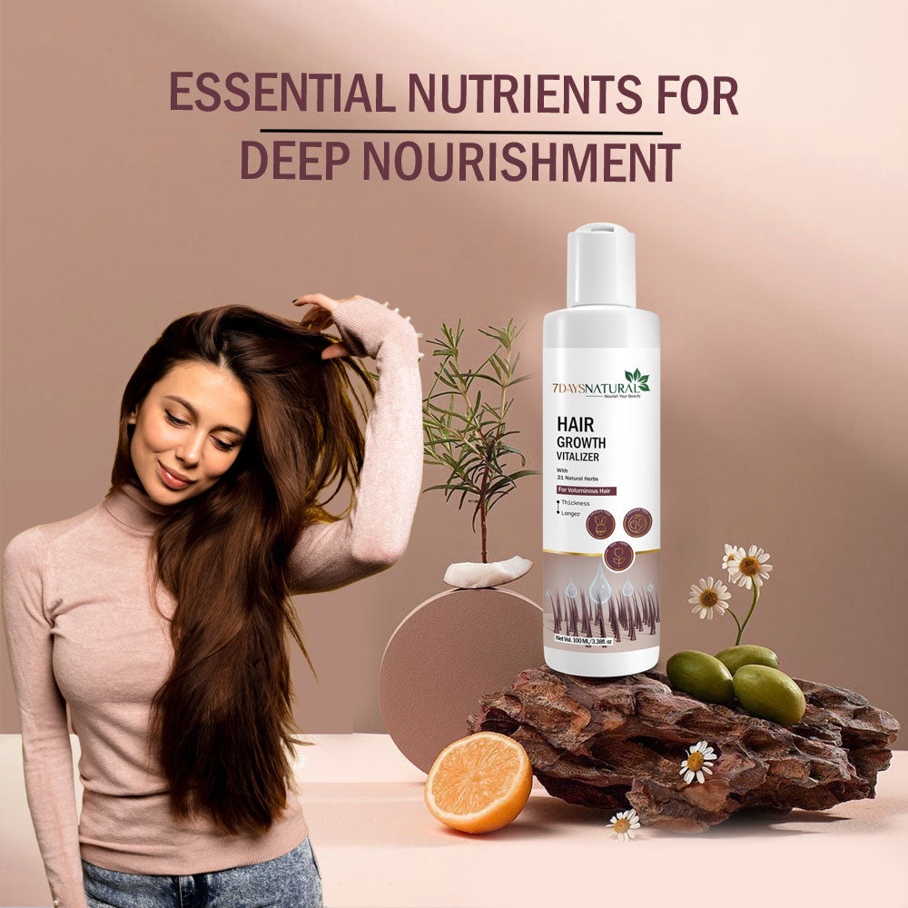 7Days Natural hair growth vitalizer, Boost hair growth, Prevents hair fall, Delays Hair Greying- 100 ml